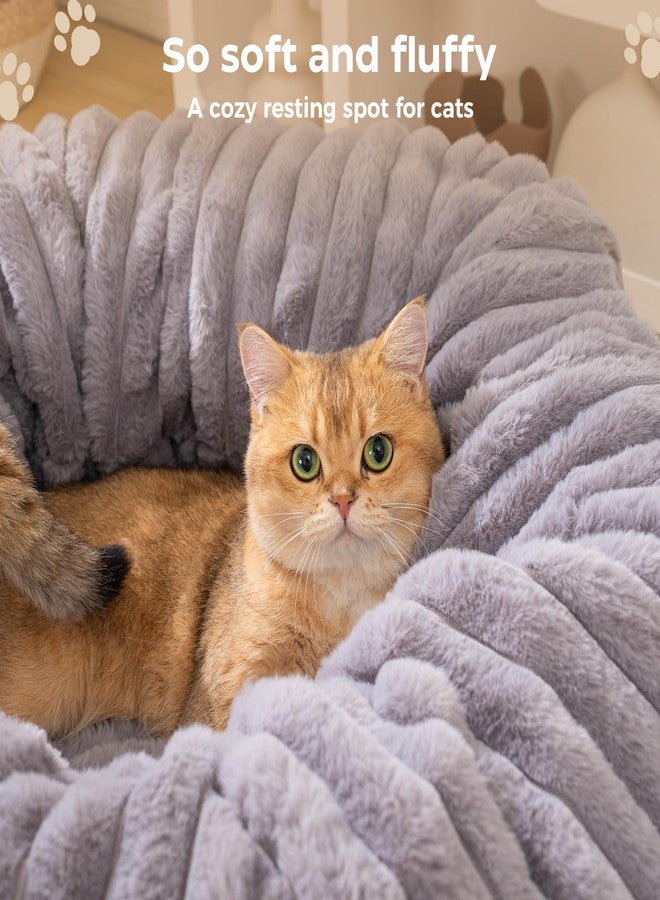 Avont Cat Tunnel Bed for Indoor Cats, Plush Fluffy Kitten Donut Tunnel 3 Shape to Play, Large Kitty Circle Tunnel Under Christmas Tree, Cat Play Toys Gift Ideas -Dark Gray Short-Pile - Image 3